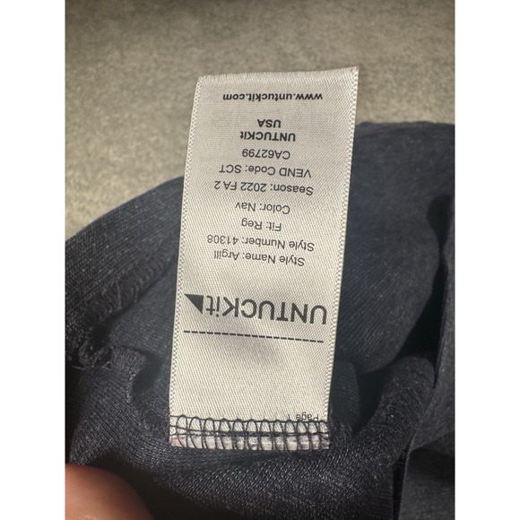 UNTUCKit Argill Polo Shirt Mens Medium Long Sleeve Heather Navy Blue Pocket - Picture 5 of 9